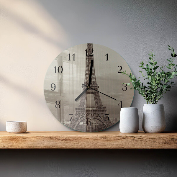 Round wall clock Eiffel Tower