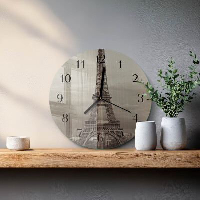 Round wall clock Eiffel Tower