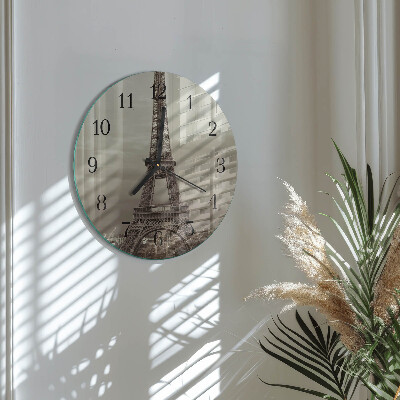 Round wall clock Eiffel Tower