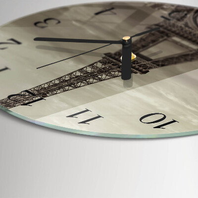 Round wall clock Eiffel Tower