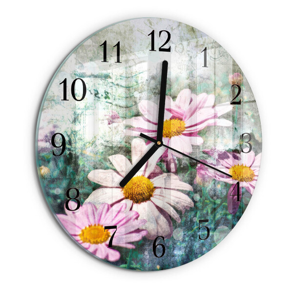 Round wall clock Flowers