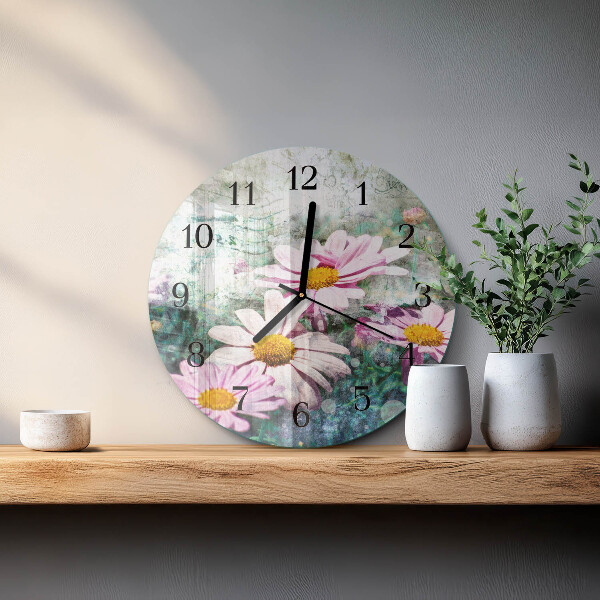 Round wall clock Flowers