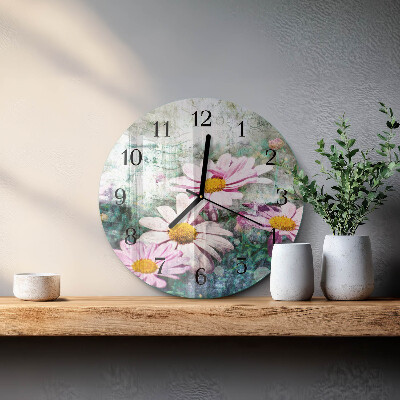 Round wall clock Flowers