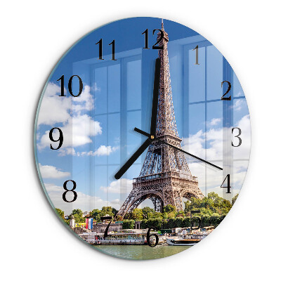 Round wall clock Eiffel Tower