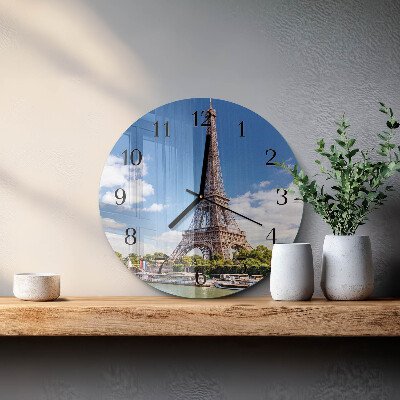 Round wall clock Eiffel Tower