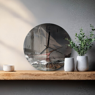 Round wall clock Sailboat