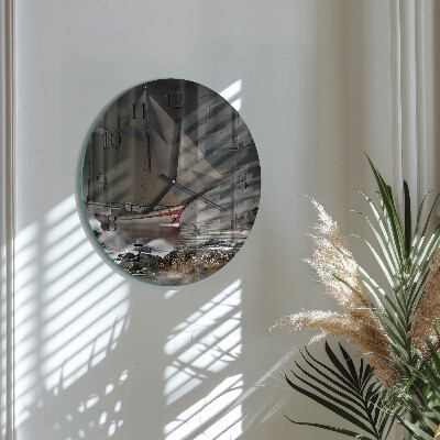 Round wall clock Sailboat