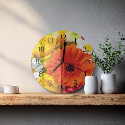 Round wall clock Flowers