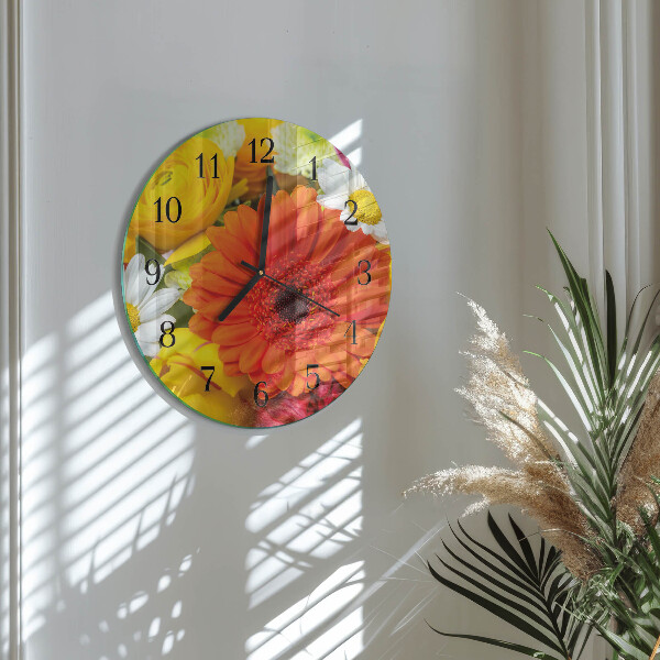 Round wall clock Flowers