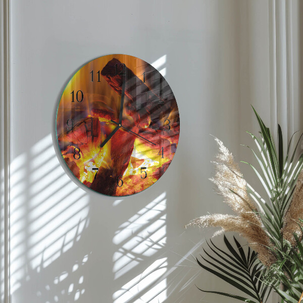 Round wall clock Fire