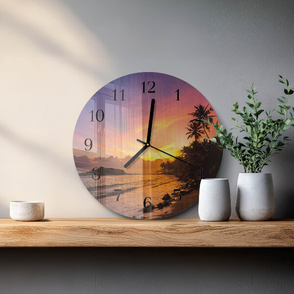 Round wall clock Sunset