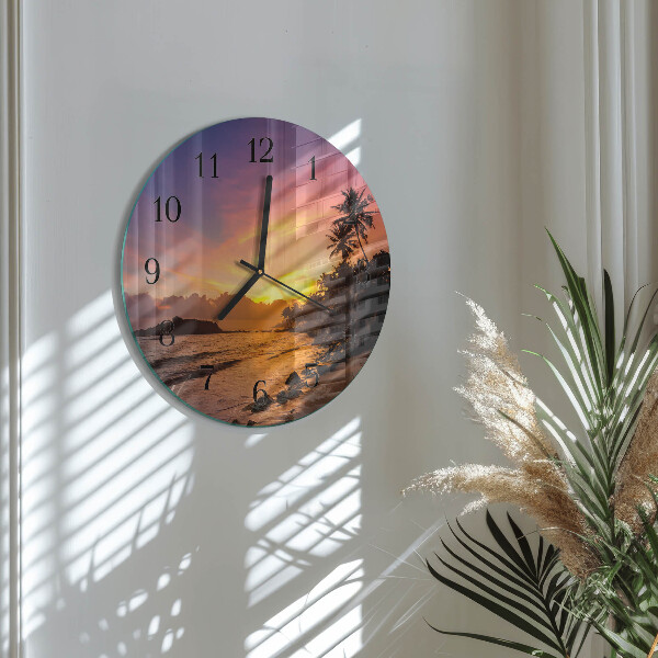 Round wall clock Sunset