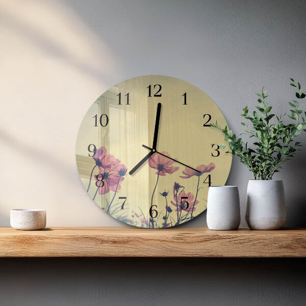 Round wall clock Flowers