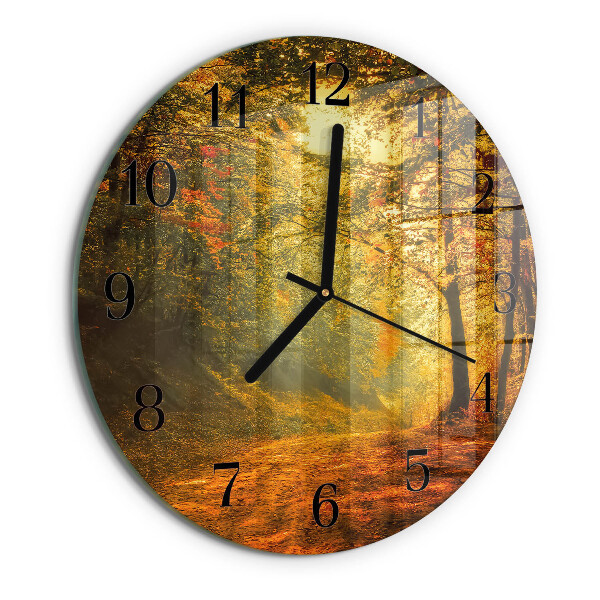 Round wall clock Autumn in the Forest