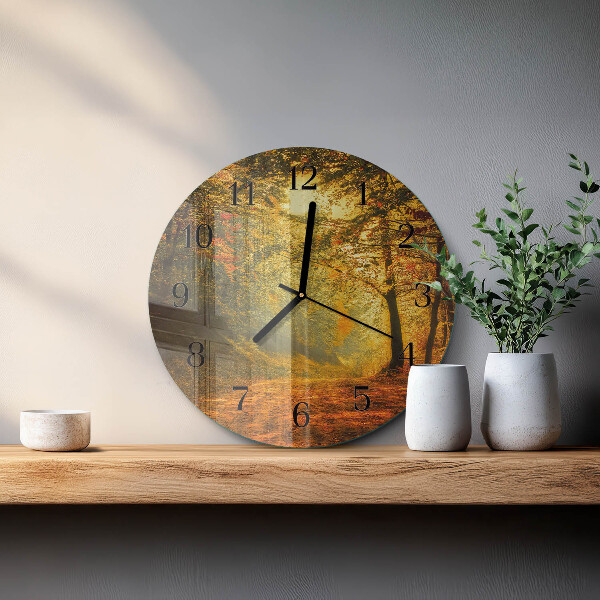 Round wall clock Autumn in the Forest