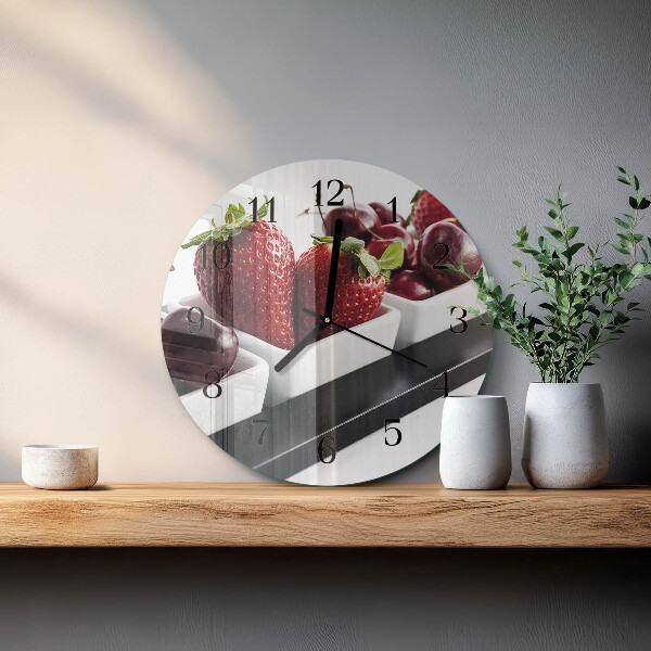 Round wall clock Strawberries