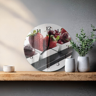 Round wall clock Strawberries
