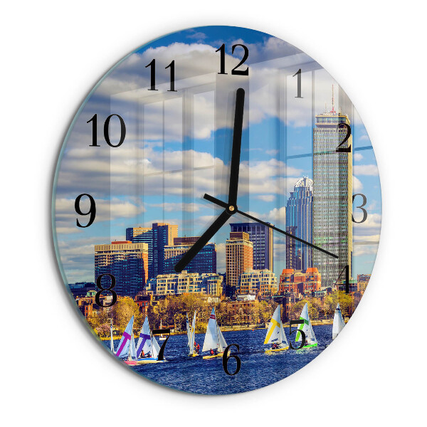 Round wall clock Sailboats