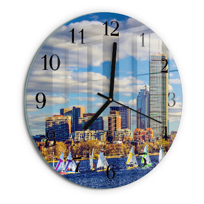Round wall clock Sailboats