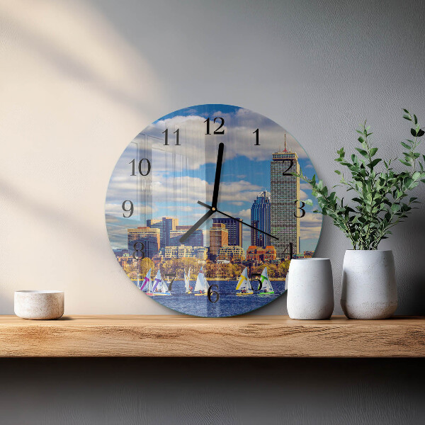 Round wall clock Sailboats