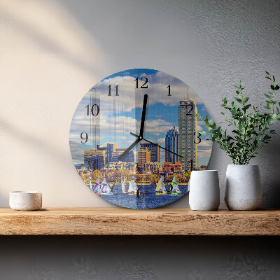 Round wall clock Sailboats