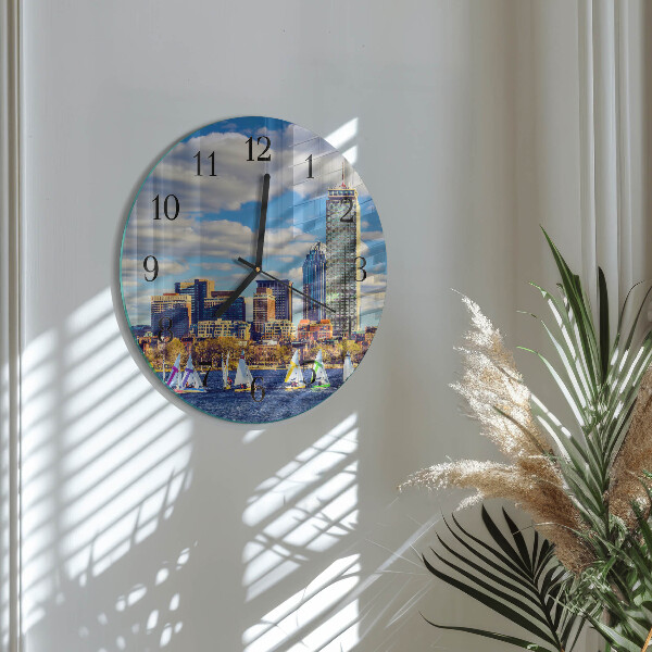 Round wall clock Sailboats