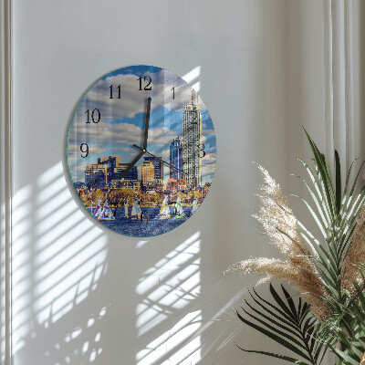 Round wall clock Sailboats