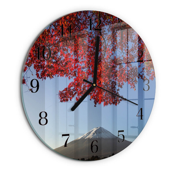 Round wall clock Mountain Leaves