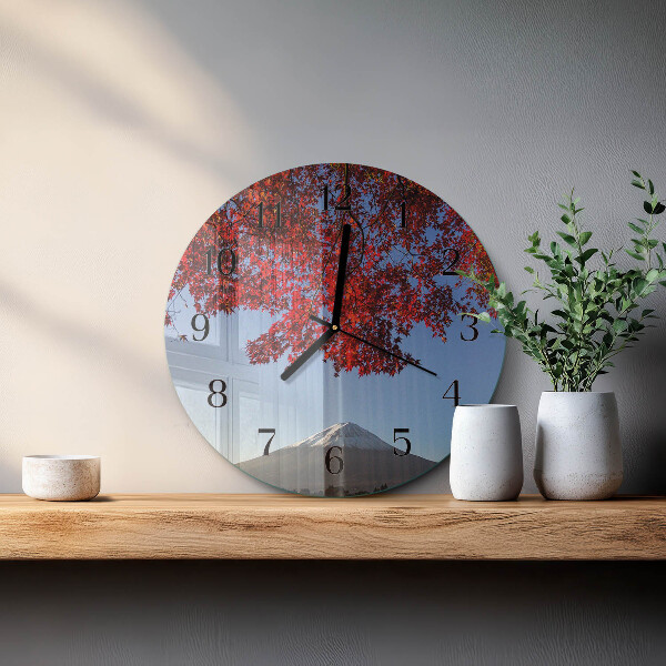 Round wall clock Mountain Leaves