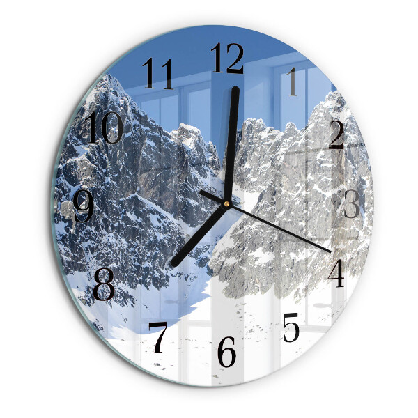 Round wall clock Mountains Winter