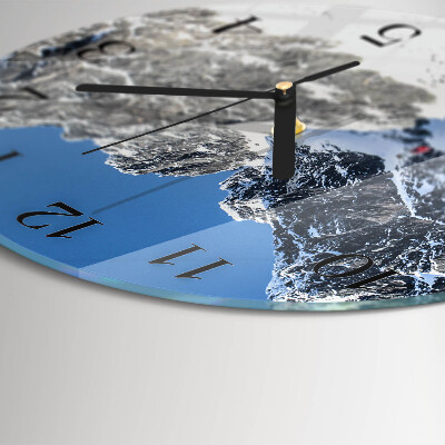 Round wall clock Mountains Winter