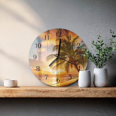 Round wall clock Sunset