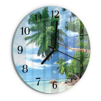 Round wall clock Palm trees