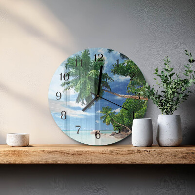 Round wall clock Palm trees