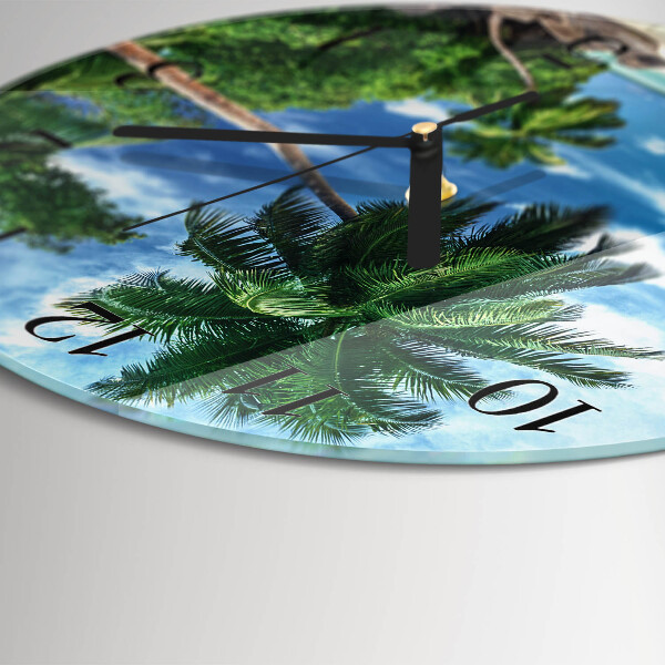 Round wall clock Palm trees
