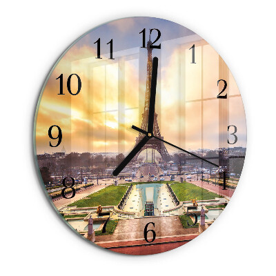 Round wall clock Eiffel Tower