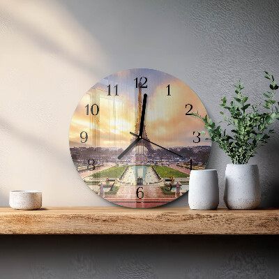 Round wall clock Eiffel Tower
