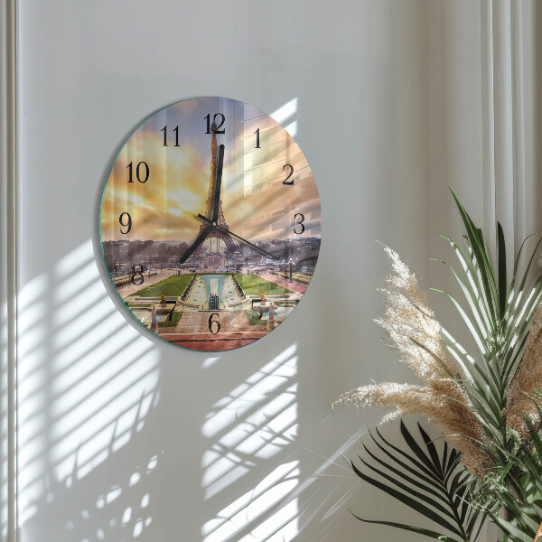 Round wall clock Eiffel Tower