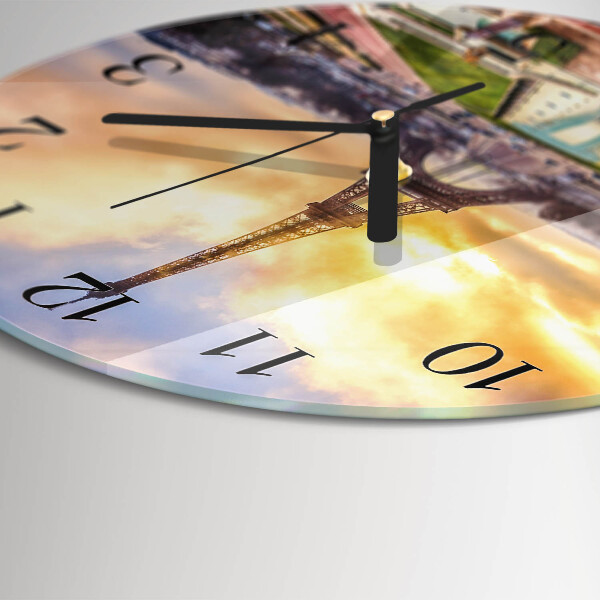 Round wall clock Eiffel Tower