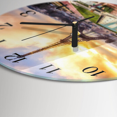 Round wall clock Eiffel Tower