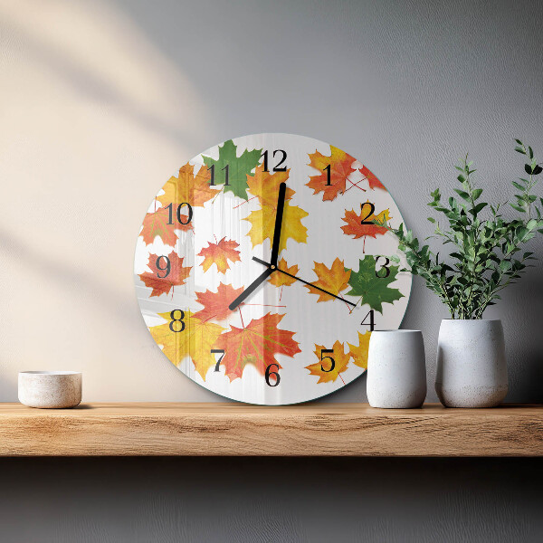 Round wall clock Leaves