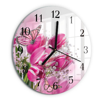 Round wall clock Butterfly