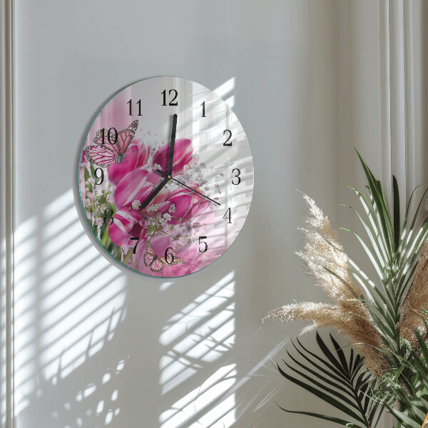 Round wall clock Butterfly