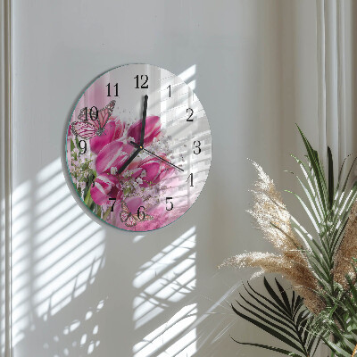Round wall clock Butterfly