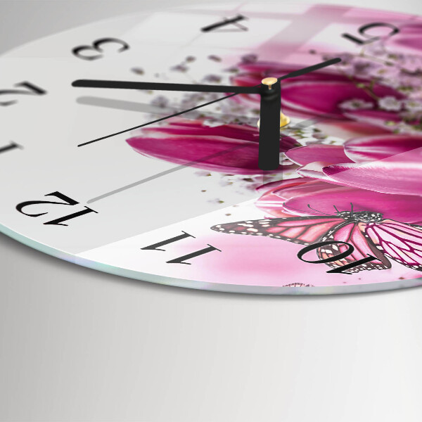 Round wall clock Butterfly