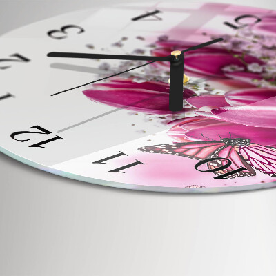 Round wall clock Butterfly