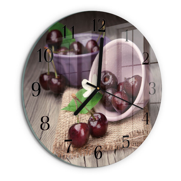 Round wall clock Burgundy Cherries