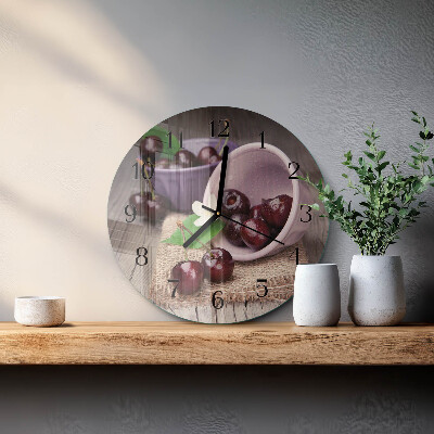Round wall clock Burgundy Cherries