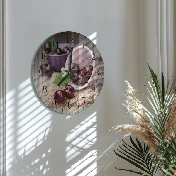 Round wall clock Burgundy Cherries
