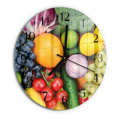 Round wall clock Fruits and Vegetables
